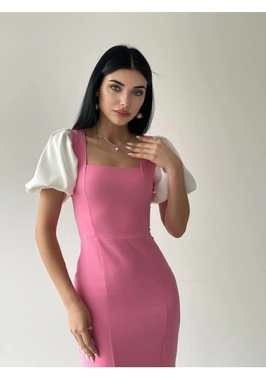 Alice Balon Kol Elbise Pembe