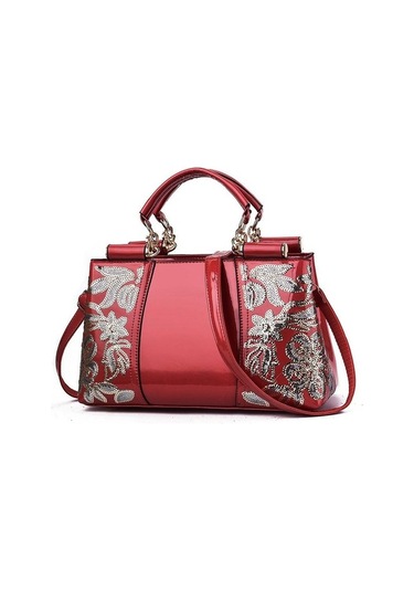 Szypzstore 2023 Avrupa Ve Amerika Birleşik Devletleri Popüler Rugan Parlak Kadın Çantası Atmosferik Çanta Büyük Kapasiteli Kadın Omuz Askılı Çanta Nakış Çantası High-end Lüks Fuem00 Fuşya