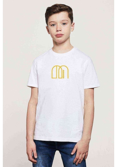 Qivi Mamamoo Logo Baskılı Unisex Çocuk Beyaz Tshirt