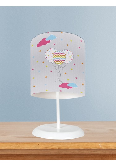 Mekta Home Bebek Ve Çocuk Odası Renkli Bulutlu Ve Balon Desenli Abajur