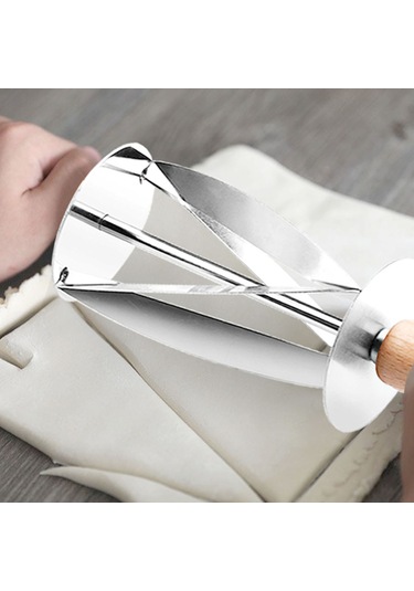 Kosona Pasta Kesici, Çapraz Bıçaklı Paslanmaz Çelik Croissant Dough Bölücü, Ahşap Kolu Mutfak Fırın Aracı Diğer