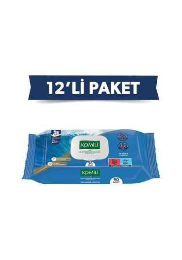 Komili Genel Kullanım Islak Havlu 90'lı Okyanus Esintisi - 12'li Paket - 1080 Yaprak