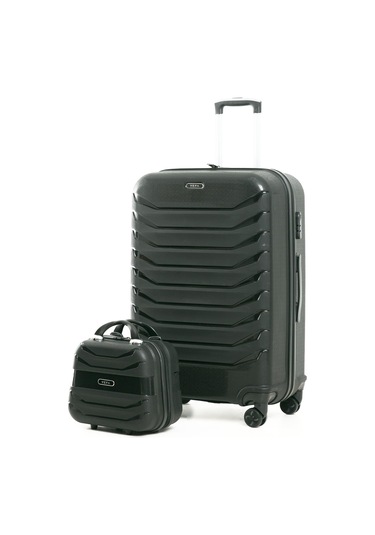 Yefa Pp Polipropilen Kırılmaz Büyük & Makyaj Boy 2'li Valiz Seti Siyah