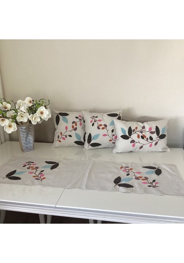 Punch İşlemeli Dal Desenli Dekoratif Kırlent Kılıfı Takım Karışık/Çok Renkli