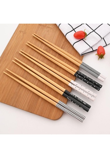 Yeniden Kullanılabilir 5 Çift Sofra El Yapımı Bambu Japon Doğal Ahşap Çubuklarını Suşi Gıda Renkli Ahşap Çatal Kaşık Tk. 56646324