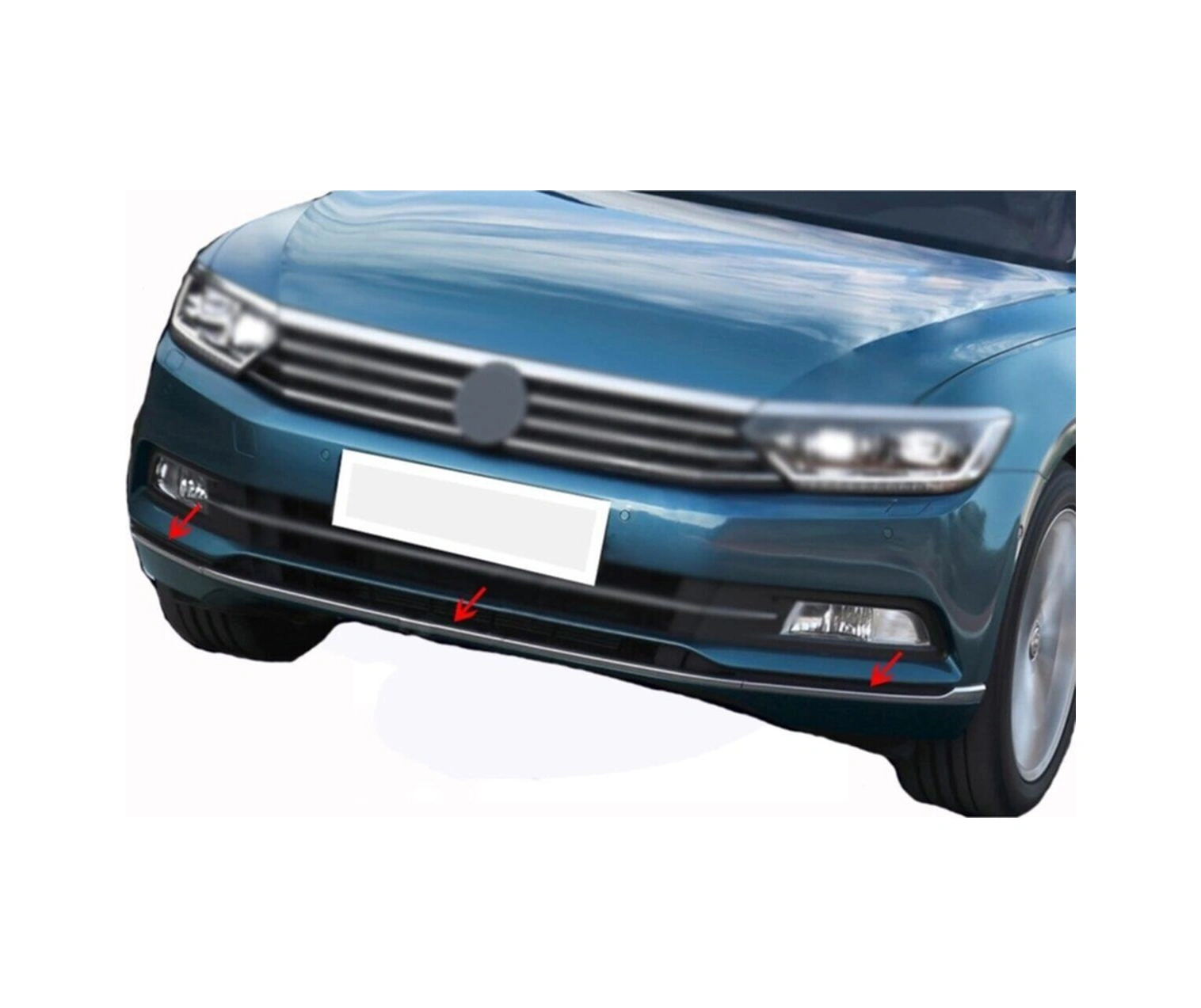 Ueskrom Passat B8 Ön Tampon Çıtası 3 Parça 2015 - 2019 Paslanmaz Çelik