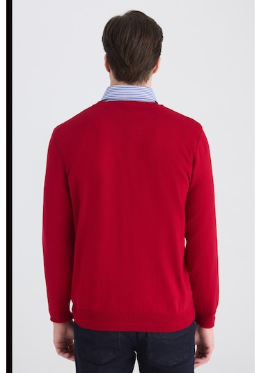 D's Damat Ds Damat Regular Fit Kırmızı Düz Örgü Kazak 5hf062442004m 601