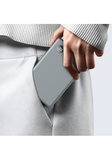 Lenyes PW137D 20 W 10000 mAh 15 W Ultra İnce Dijital Led Ekranlı Wireless Powerbank  Füme