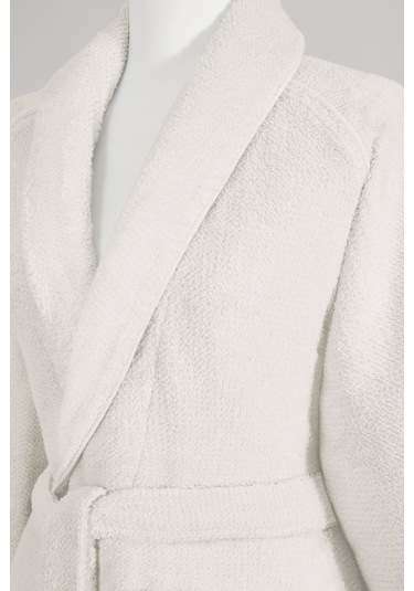 Sadem Organik Pine Şal Yaka Bornoz Krem