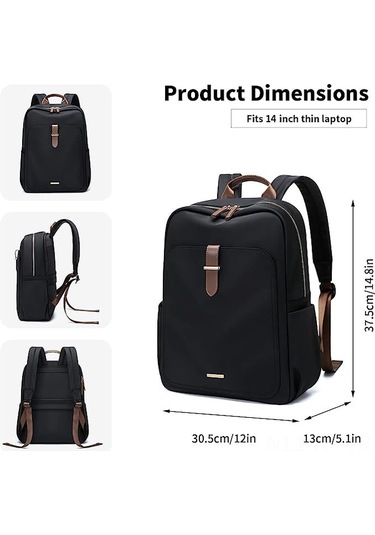 Kangvka Kadınlar İçin 15 İnç Laptop Çantası - İş, Seyahat, Üniversite İçin Organize Bölmeli, Su Geçirmez, Dayanıklı Moda Sırt Çantası Aynı Siyah