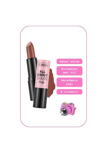 Callista All About Color Matte Lipstick Mat Görünümlü Ruj 512 Mocha Muse - Kahverengi