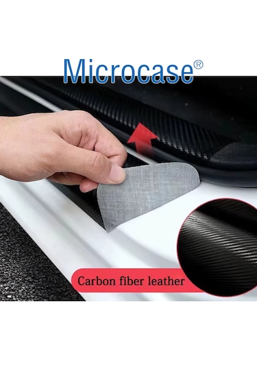 Microcase 4'lü Karbon Fiber Suni Deri Kapı Eşiği Koruma Ve Çizik Önleyici Sticker Seti Al5363