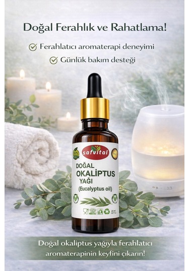 Safvital Okaliptus Yağı 20 Ml Bitkisel Aromaterapi Yağı Ferahlatıcı Koku Günlük Kullanım Cilt Bakım Yağı