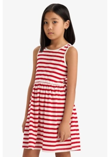 DeFacto Kız Çocuk Bisiklet Yaka Çizgili Kolsuz Yazlık Elbise B4340A825SMRD51