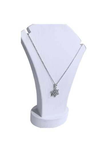 Kadın Çelik Kar Tanesi Model Kolye Gümüş Renk Çelik