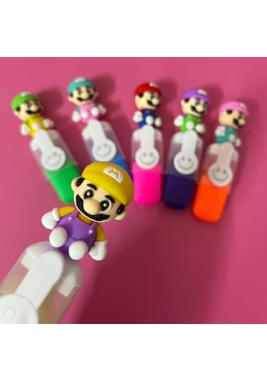 Süper Mario Karakter 6lı Fosforlu Kalem Seti 6689 Pastel Ultramarin