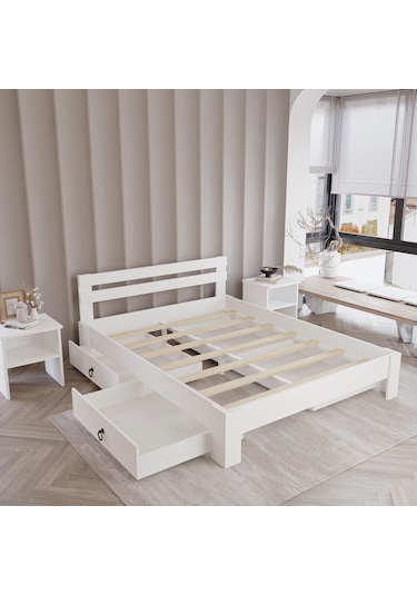 4 Çekmeceli Lotus Mdf Karyola Çift Kişilik Yatak Uyumlu, Kolay Kurulum-981 140x190