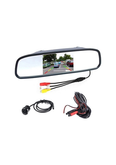 Rg-202 Araba Dikiz Aynası Ekranı 4.3 '' Su Geçirmez Yuvarlak Kamera İle Kamyon Dikiz Aynası Ekranı