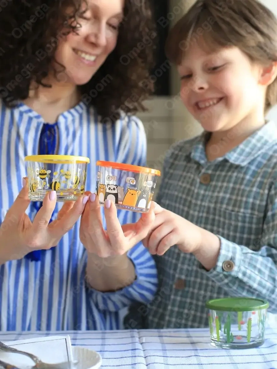 Pıta Cam Yemek Saklama Kabı Hava Geçirmez Çocuk Seti 3 Parça 283249890 Gri