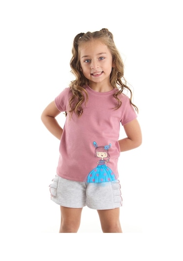 Denokids Tüllü Lily Kız Çocuk Şort Takım Çok Renkli