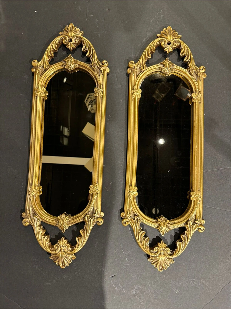 Dekoratif Polyester Ikili Niş Dikdörtgen Ayna Takımı Polyester Gold