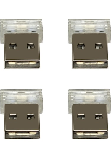Xiyyadms Oto Ve Ev İçin Usb Led Renkli Gece Lambası - Müdahale Olmadan Kullanın, Mavi 4'lü Paket Siyah