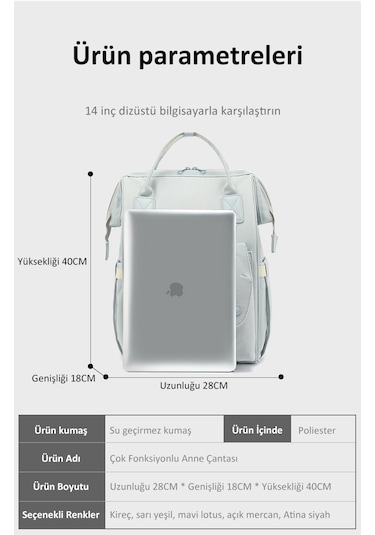 Çok Fonksiyonlu Usb Anne ve Bebek Çantası Mavi