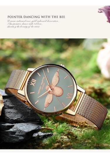 Yunboo 31mm Gümüş Çelik Kordonlu Kadın Kol Saati, Japon Quartz Hareketli, 30m Su Geçirmez, Pembe Altın Gövde Ve Gösterge, Analog Ekran, Flip Kapanma Kapanak Çok Renkli