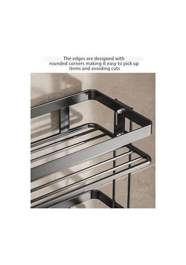 Tuvalet Üst Raf İki Katmanlı Siyah Depolama Siyah