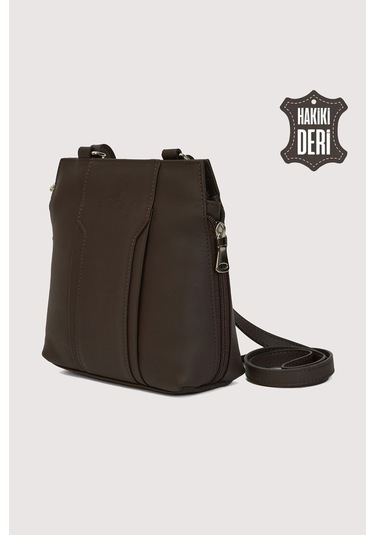 Hakiki Deri Kadın Deri Omuz Çantası Kahverengi Smr562 Kahverengi