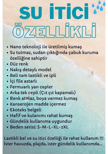 Saks Mavi Su İtici Özellikli Blue Voyage Nakışlı Erkek Plaj Deniz Şort Mayo - 303-saks 001