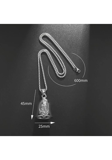 Conventions1 Vintage Dini Mary Bell Kolye Erkek Kolye Motosiklet Metalik Gri