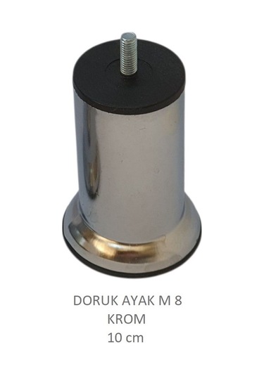 Doruk Ayak, Cıvatalı Baza Koltuk Dolap Ayağı, Metal, Krom, M8, 10 Cm Krom