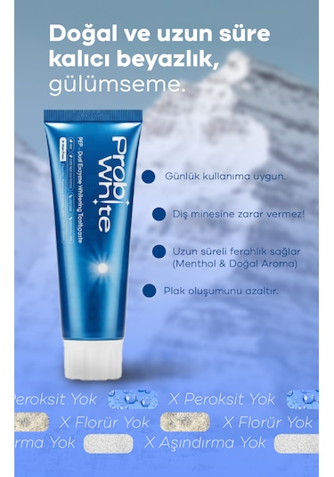Probiwhite Beyazlatıcı Diş Macunu-pap Teknolojili,mikro Hidroksiapatit+enzim Formül,vegan Beyazlatma