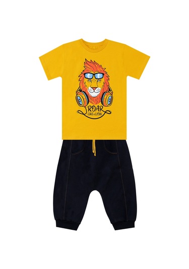 Denokids Mshb&g Arslan Erkek Çocuk T-shirt Kapri Şort Takım Çok Renkli