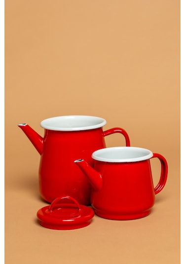 La Vita Rossa Vintage Emaye Kırmızı Çaydanlık Seti Ebutay Kırmızı