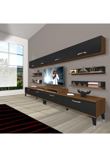 Decoraktiv Ekoflex 360y Slm Silver Tv Ünitesi Tv Sehpası Ceviz - Siyah