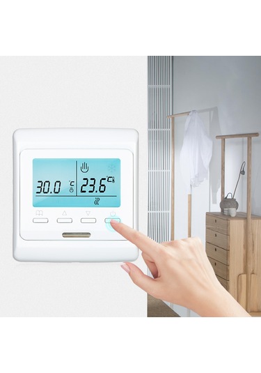 Aubyhe Akıllı Termostat - 16a Enerji Tasarruflu Isıtıcı Kontrol Cihazı, Programlanabilir Lcd Ekran, Çocuk Kilidi, Otomatik Sensörlü