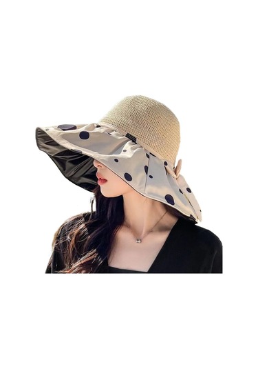 Kadınlar İçin Geniş Kenarlı Uv Koruyucu Siyah Güneş Şapkası Yüz Ve Cilt Koruma Sağlayan Şık Ve Fonksiyonel Aksesuar Bej