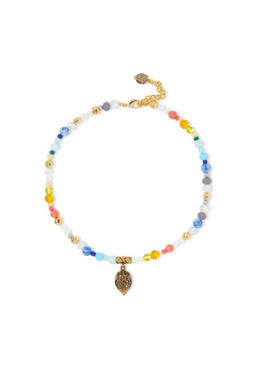 Mixed Bead Eagle Kolye, Renkli Boncuklu Ve Kartal Detaylı Çok Renkli
