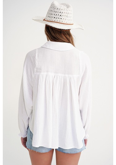 4677 Kadın Dantel Detaylı Müslin Gömlek Beyaz Beyaz 4677 Kadın Dantel Detaylı Müslin Gömlek Beyaz Beyaz