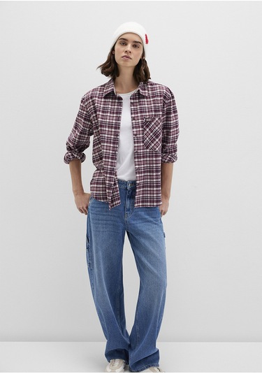 Mavi - Bordo Ekose Gömlek 1211301-90949 Bordo