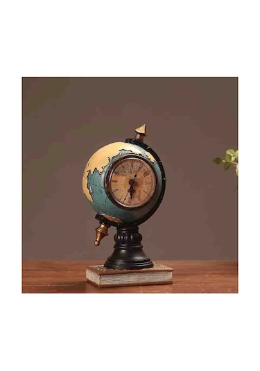 Dekoratif Antik Dünya Küre Masa Saati Nostalji Masaüstü Saat