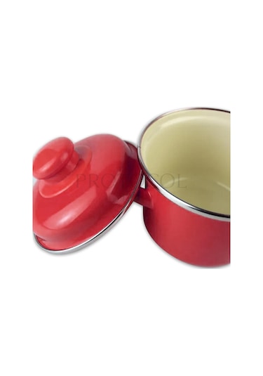 Protocol London Emaye Mini Derin Tencere 12 Cm 900 Ml - Kırmızı