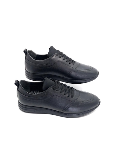 Umut Hakiki Deri Ortopedik Büyük Numara Hafif Yumuşak Erkek Ayakkabı Siyah