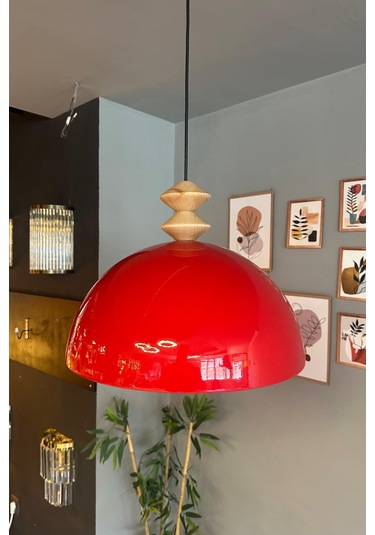 Linate Kırmızı Q Kafa Başlık Avize Tekli Sarkıt Salon Kuaför Dekoratif Aydınlatma Kırmızı