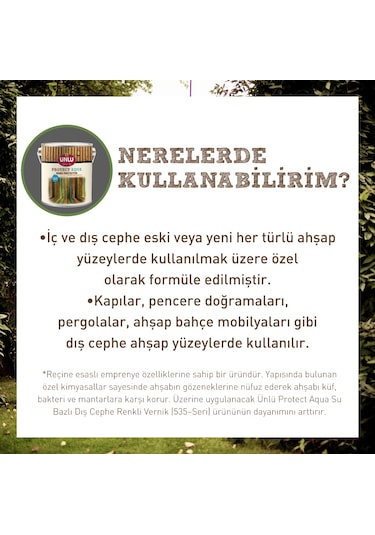 Ünlü Protect Aqua Su Bazlı Ahşap Koruyucu 5L 1.Grup