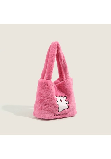 Charhp&kejnt Serisi Köpek Kürk Çanta El Çantası Peluş Omuz Çantası Kadın Pembe