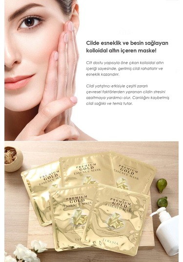 Teresia Premium Gold Mask Altın Özlü Yoğun Nem & Aydınlatıcı Kağıt Maske