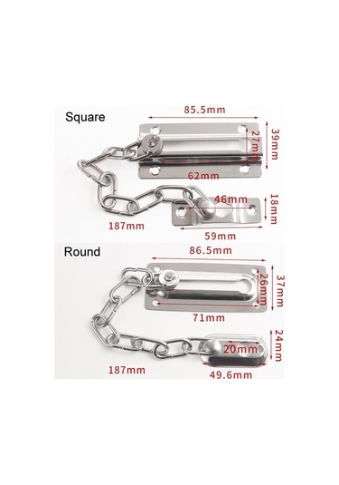 Sones Güvenlik Kapı Zinciri Hırsızlığa Karşı Ev Kapı Sürgü Mandalı Pencere Zincir Kilidi, Stil: Kare Siyah